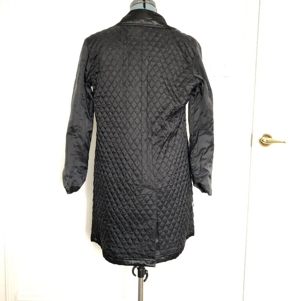 Sans Souci Black Belted Satiny Jacket, Size Large